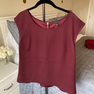 Ann Taylor Burgundy Peplum Top Size 14